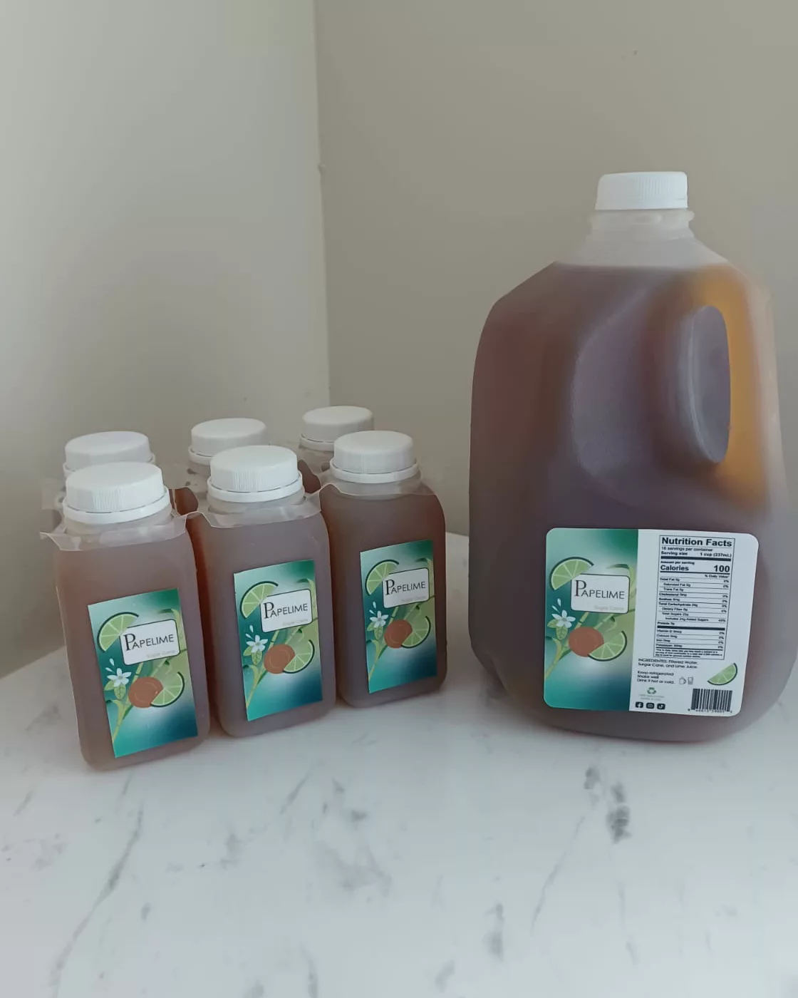 PAPELIME — six pack of 12 oz bottles and 1 gallon jug